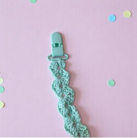 Resim The Cloudish Shop El örgüsü bebek basic örgü model emzik askısı, emzik zinciri - pastel renkler / mint yeşili 