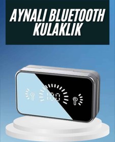 Resim Powerbankli Bluetooth Kulaklık Yüksek Ses Aynalı Çift Dijital Gösterge Ekranı 