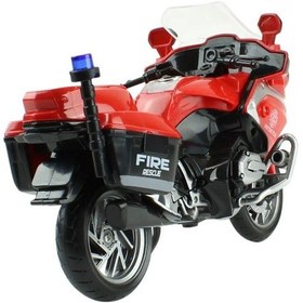 Resim 1:20 Ölçekli Sesli Ve Işıklı Oyuncak İtfaiye Motosikleti - Kırmızı Model Motor Fire Rescue Çok Renkli 