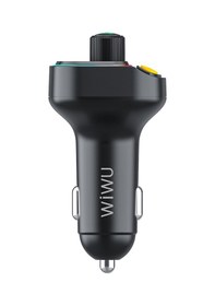 Resim Wiwu Wi-qc031 Rgb Bluetooth Transmitter Mp3 Type-c Ve Usb-a Araç Şarjı Siyah 