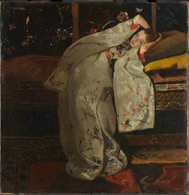 Resim George Hendrik Breitner - Beyaz Kimono İçindeki Kız Fine Art Baskı - Hahnemühle Matt Fibre / 40x50 / Eseri Baskı Ölçüsüne Ortala (Beyaz kenar olsun / Eserden kırpılmaz) 