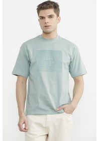 Resim Oversize Baskılı Pamuk Tişört - Yeşil Yeşil 