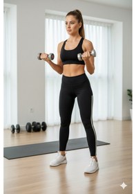 Resim Lüx Wood Sunway 11236 Kadın Yüksek Bel Toparlayıcı Esnek Spor Likra Tayt Siyah 