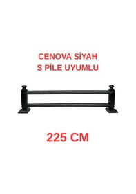 Resim Cenova S Pile Ve Perde Düğmesi Uyumlu Çetray Çift Raylı Modern Ahşap Rustik Siyah 225 Cm Siyah 