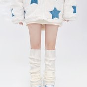 Resim 1 Çift 's Termal Geniş Paça Örgü Pantolon - Yıldız Desenli Manşetli Beyaz Kış Pantolonu, Polyester Tüm Mevsim Pantolonlar, Gençler İçin, Üniforma, Gündelik ve Resmi Giyim (El Yıkama/Kuru Temizleme), Gençler İçin 