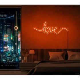 Resim Love Yazılı Neon Tabela Turuncu 