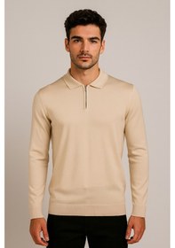 Resim Ncs Jeans Erkek Triko Polo Yaka Bej 3773 Bej 