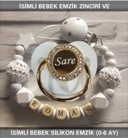 Resim Sahi Aksesuar İsimli Bebek Emzik Zinciri ve Bebek Silikon Emzik BEZYI237 Mavi 