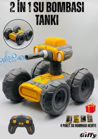 Resim giffy Su Bombası Atan Tank 2 in 1 Mod Full Fonksiyon Atış Yapabilen Takla Atabilen RC Robot Tank Şarjlı 
