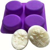 Resim 1 adet Mor Lotus Çiçeği Silikon Kalıp, Sabun, Mum & Pişirme için 4 Boşluklu Tasarım - Gıda Sınıfı, Yüksek Sıcaklık Dayanıklı, Kolay Temizlenebilir - DIY El Sanatları, Çikolata, Buz ve Mutfak Kullanımı için İdeal 