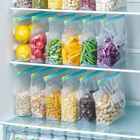 Resim 45 Adet Yeniden Kullanılabilir Sızdırmaz Fermuarlı Gıda Saklama Torbaları - BPA İçermeyen Dayanıklı Plastik, Meyve, Sebze ve Tahıllar için Şeffaf Kare Tasarım - Hava Geçirmez Mühür, Elde Yıkanabilir, Yüksek Kaliteli Mutfak Organizasyonu, Taze Ürün Koruyucu 