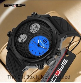 Resim Oldfriend Sanda Erkek Spor Saati Mavi Su Gecirmez Cift Ekran Kronometre Tarih Fonksiyonu Aydinlatma Kauçuk Kayış Diğer 