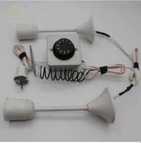 Resim Termostat Kontrollü Uzun 2 Seramik Duyu Seti Civciv Hayvan Kafes 