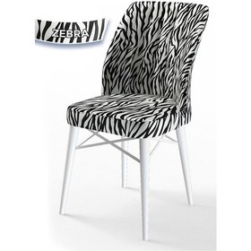Resim Canisa Concept Flex Serisi, Üst Kalite Mutfak Sandalyesi, Gürgen Beyaz Ahşap Ayak, Zebra Desen Sandalye Sandalye Zebra Desen Ayaklar Beyaz 