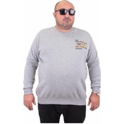 Resim Mocgrande Erkek Büyük Beden Sıfır Yaka Sweat Conture Club 23203 Grı Melanj-Grı Melanj 