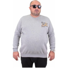 Resim Mocgrande Erkek Büyük Beden Sıfır Yaka Sweat Conture Club 23203 Grı Melanj-Grı Melanj 