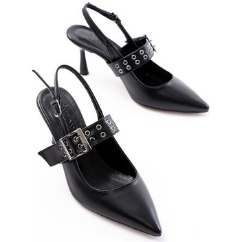 İnf-260 Siyah Günlük Arkası Açık Baret Tokalı Topuklu Bayan A... Siyah