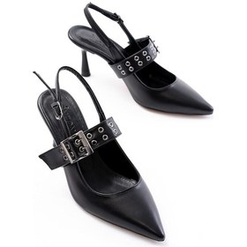 Resim İnf-260 Siyah Günlük Arkası Açık Baret Tokalı Topuklu Bayan A... Siyah 