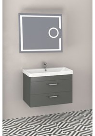 Resim Maria 80 Cm Banyo Dolabi Mercekli Led Ayna - Antrasit (Boy Dolap Hariç) Çok Renkli 