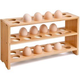 Resim 3 Katmanlı Bambu Yumurta Rafı, Tezgah Veya Tavuk Kümesleri İçin Mükemmel 