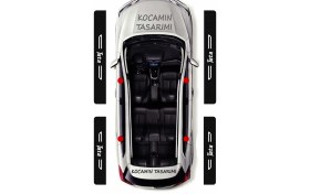 Resim Karbon Kapı Koruma Tata Tasarımlı Kapı Eşiği Siyah Beyaz Tasarımlı Yazılı Dekoratif 4 Parça Set 