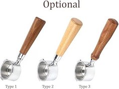 Resim 51mm Paslanmaz Çelik Kahve Dipsiz Portafilter ile Filtre Sepeti ve Delonghi EC680 EC685 için Ahşap Saplı Değiştirme Kahve Makinesi Aracı Yeniden Kullanılabilir Filtreler Kahve Çıkarma Aksesuarları 