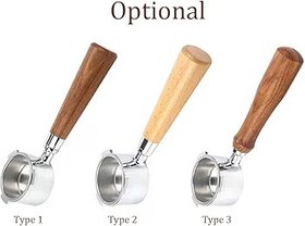 Resim 51mm Paslanmaz Çelik Kahve Dipsiz Portafilter ile Filtre Sepeti ve Delonghi EC680 EC685 için Ahşap Saplı Değiştirme Kahve Makinesi Aracı Yeniden Kullanılabilir Filtreler Kahve Çıkarma Aksesuarları 