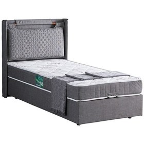 Resim Setaymobilya Baza, Zagreb Tek Kişilik Baza + Başlık + Comfort Yatak, Gri 