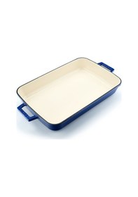 Resim Lava Döküm Dikdörtgen Rosto Ve Fırın Tepsisi Ölçü 26x40cm. Döküm Demir Yekpare Çift Kulplu Edition Serisi - Mavi Mavi 