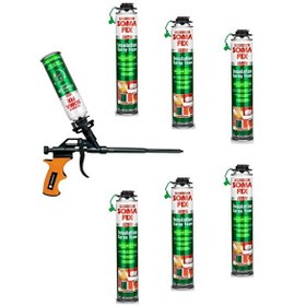 Resim Somafix 6 Adet 750 ML Tabancalı Poliüretan Isı Ses Yalıtım Köpük Temizleyicisi ve Full Teflon Tabanca Seti 