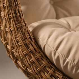 Resim Bürosaray 2 Kişilik Geniş Rattan Görünümlü Bahçe Balkon Salıncağı Minderli Modern Teras Veranda Dış Mekan Salıncak 