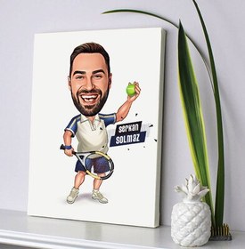 Resim Süper Tenisçi Erkek Karikatürlü Kanvas Tablo 