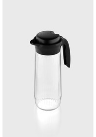 Resim Renga Daisy 1500 Ml Siyah Kapaklı Gravürlü Cam Sürahi 111023 