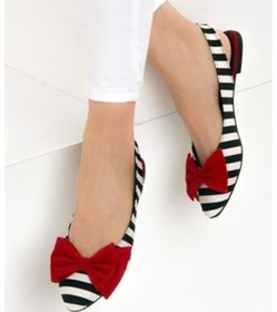 Resim Fox Shoes Siyah/Beyaz/Kırmızı Kadın Babet D726774404 