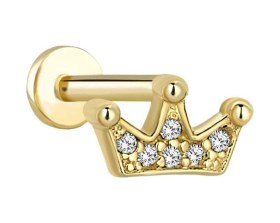 Resim Cherry By Özkonak Kral Tacı Taşlı Tragus Piercing Sarı 