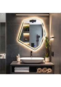 Resim Fluxus Günışığı Lazer Kumlamalı Lavabo & Banyo Aynası Dokunmatik Sensörlü 60 X 50 Cm 