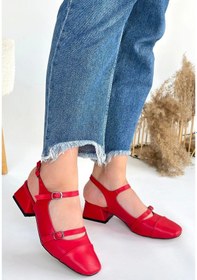 Resim Doran Kırmızı Cilt Topuklu Ayakkabı Kırmızı 