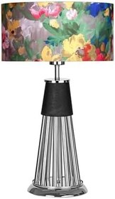 Resim vinner Orleans Krom Kaplama Metal Çubuklu Özel Tasarım Metal Abajur - Violet Desenli VNRORLEANSKROMLMD017 