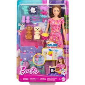 Resim Nessiworld HXN01 Barbie and Her Puppies Pajama Party 