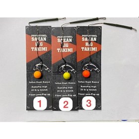 Resim Hazır Yüzen Sazan Rig Takımı Yuvarlak Pop-up 3'lü Set 
