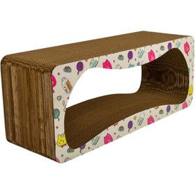 Resim Rotipet Karton Kedi Tırmalama Kedi Desenli Xlarge 75x28,5x24 Cm 