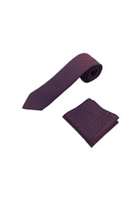 Resim Brianze Bordo Yeşil Desenli Kravat Mendil Set Bordo - Yeşil 