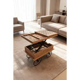 Resim Hediyeler Kapında Akıllı Çok Fonksiyonlu Satranç ve Tavla Orta Sehpası 