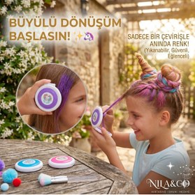Resim Ylvi Saç Boyama Tebeşiri Mavi - Yıkanabilir Saç Tebeşiri Çocuklar İçin 