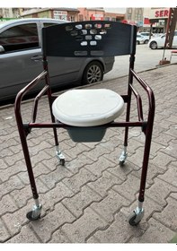 Resim Katlanır Tekerlekli Klozet Yükseltici Tuvalet Sandalyesi 