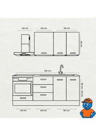 Resim 210 Cm Mutfak Dolabı Mdf Kapak Tezgah Dahil Yrkn210 100 Gümüş 