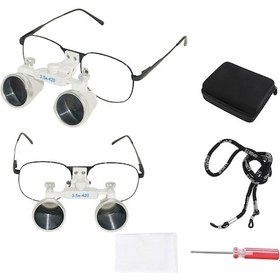 Resim Hiperlupa St375 İnce Çerçeve Cerrahi Loupes Büyüteç Gözlük 3.5x420 Değişken Pupil Mesafeli Beyaz 