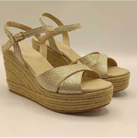 Resim Camelia Gold Deri Dolgu Topuk Sandalet Gold Altın 