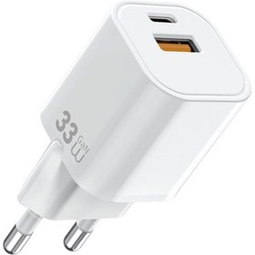 Resim Wiwu Wi-g017 Cube Serisi Type-c Pd & Usb-a Gan Tech Pd Hızlı Şarj Mini Şarj Başlığı 33w Beyaz 