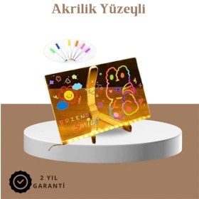 Resim Buğz LED Aydınlatmalı Şeffaf Mesaj Tahtası – 30X20 Cm, Neon Etkili Yazılar Için Tasarlandı 